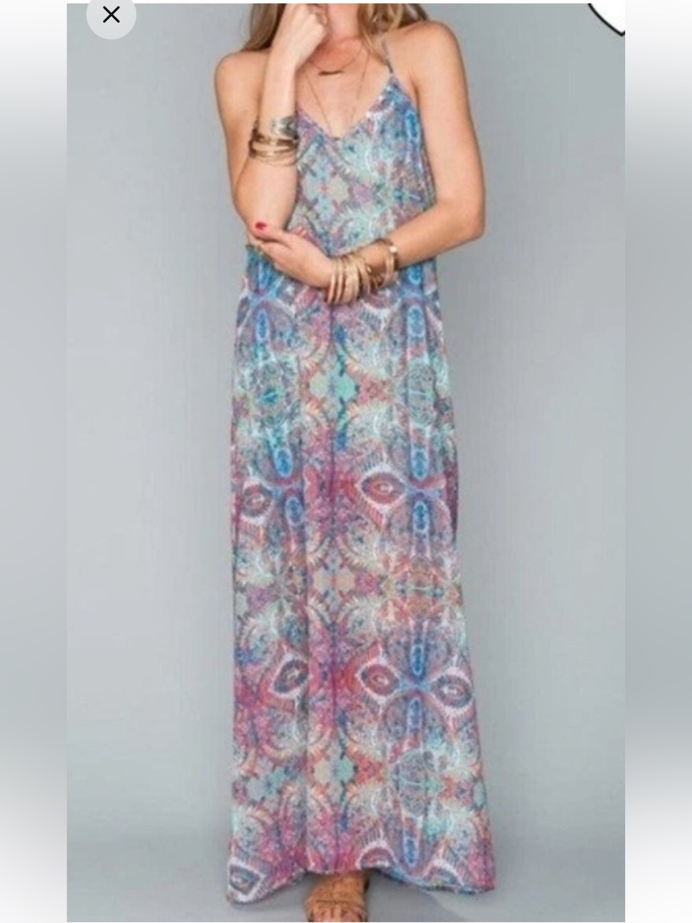 New! Show me your mumu small Erlyn halter dress in great barrier reef.